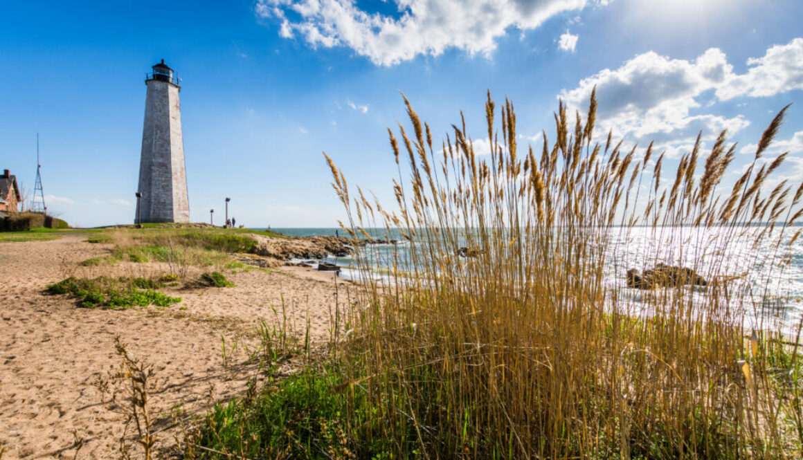 New England Lighthouse in Lighthouse Point Park in New Haven Connecticut