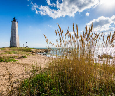 New England Lighthouse in Lighthouse Point Park in New Haven Connecticut