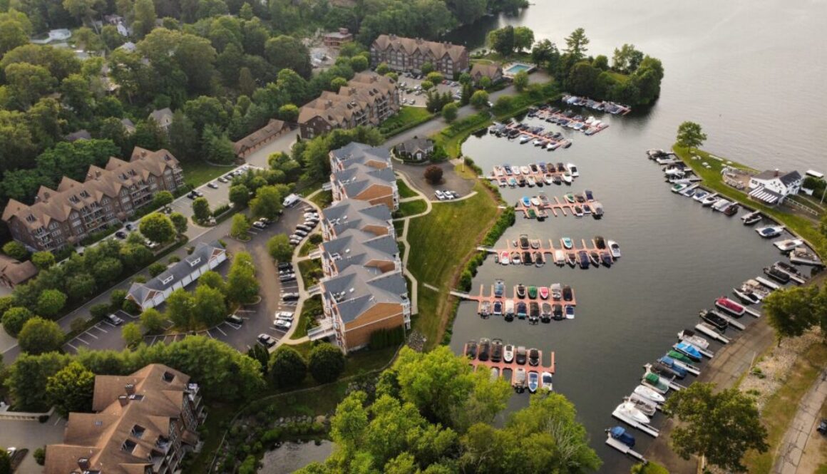 Aerial View of Marina and Apartment Complex in Danbury, Connecticut