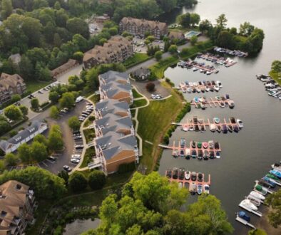 Aerial View of Marina and Apartment Complex in Danbury, Connecticut