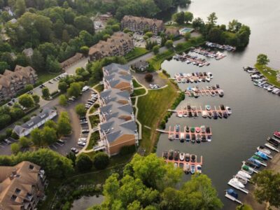 Aerial View of Marina and Apartment Complex in Danbury, Connecticut